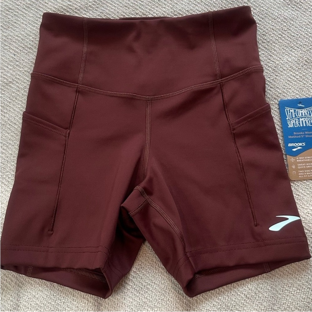 BROOKS Running Method Shorts Size XS NWT Run Raisin 5” Inseam Pockets - Picture 7 of 7